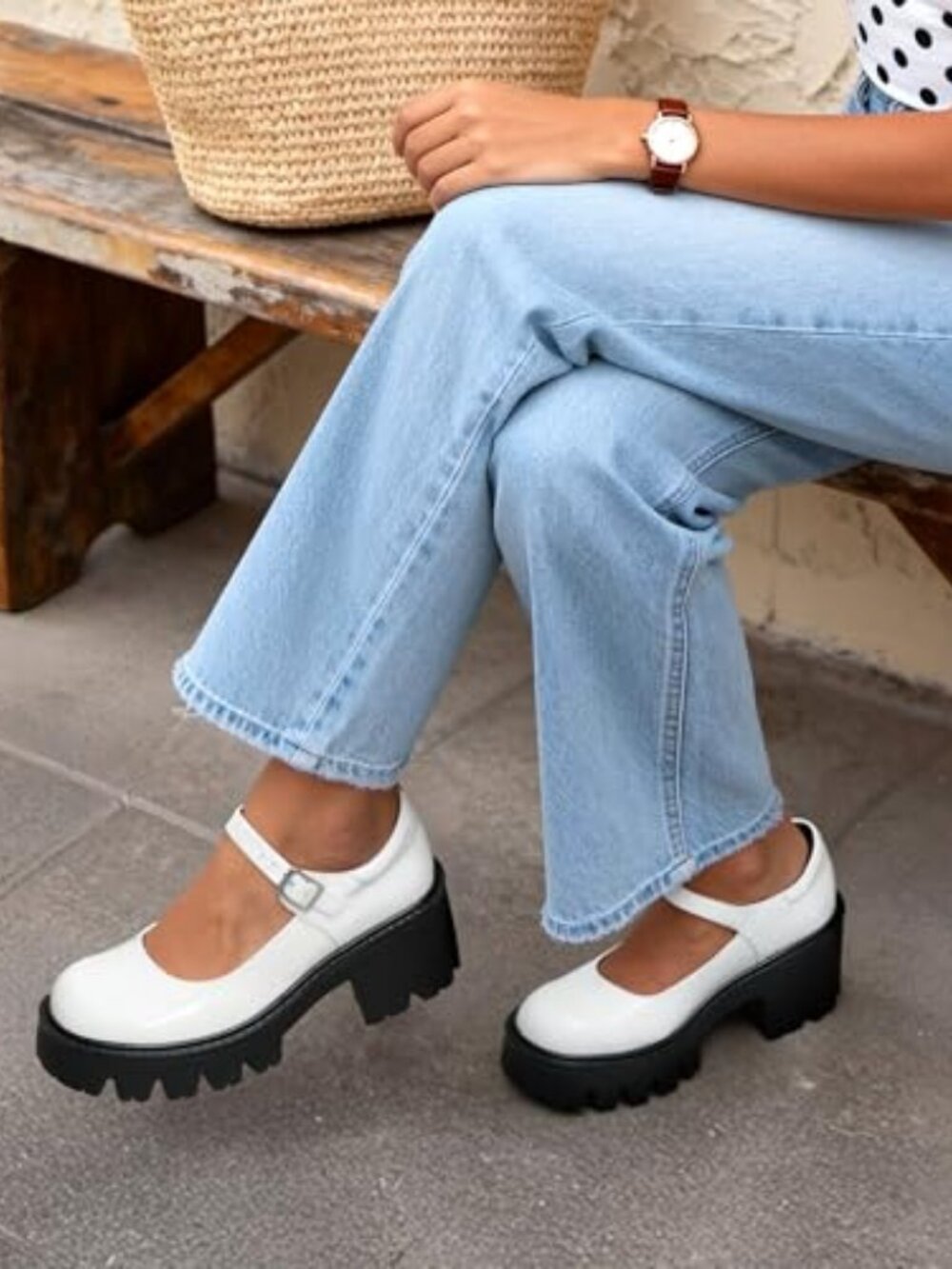 DREAM PAIRS Women's Mary Janes Shoes Platform Pumps 2.6'' Low heel chunky pumps